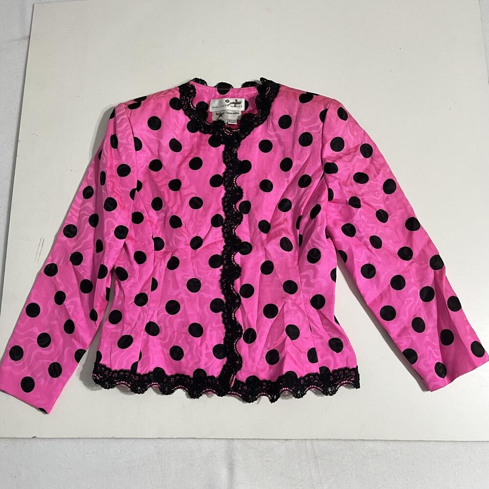 Vintage legally blonde Blazer Jacket Polka Dot Silk Lace goth Artsy Office y2k